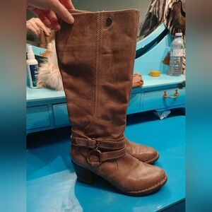 Brown Leather Knee-High Boots